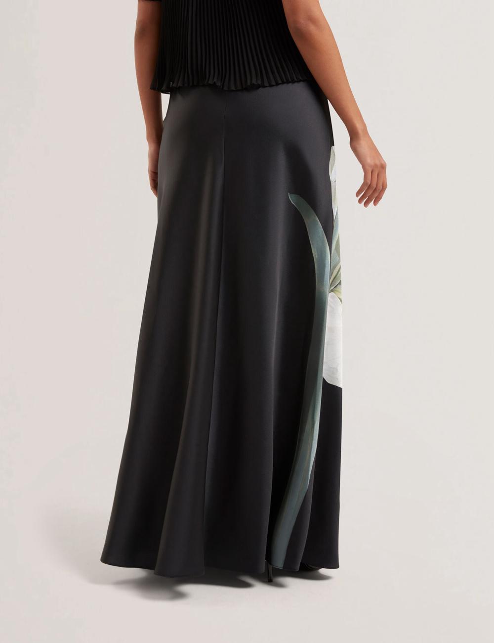 Jupes Ted Baker ZIONNA - Floral Print Detail Satin Femme Noir | Paris  57846-JLWD