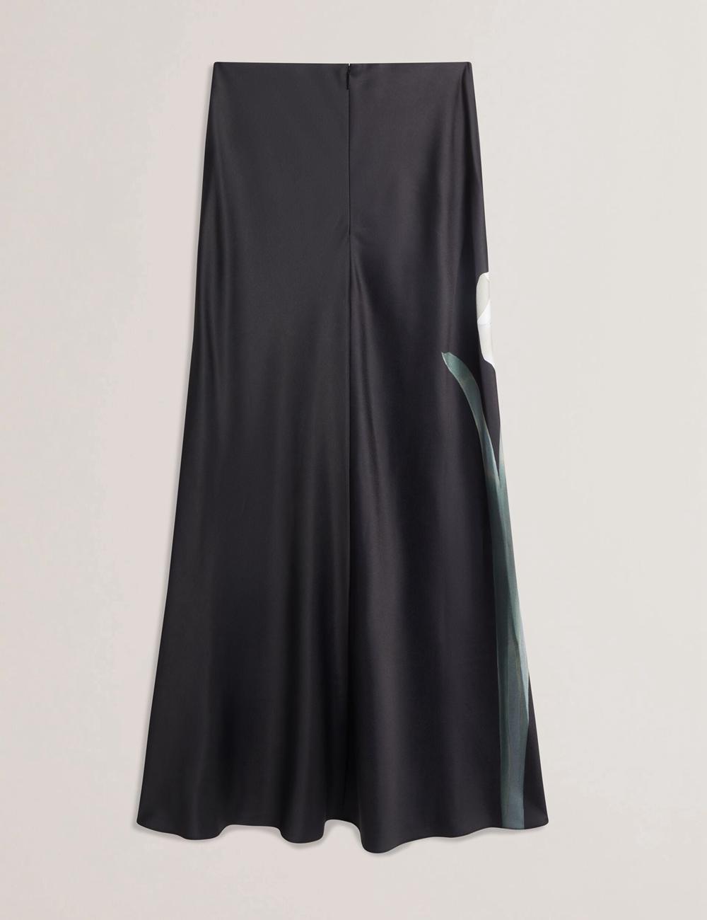 Jupes Ted Baker ZIONNA - Floral Print Detail Satin Femme Noir | Paris  57846-JLWD