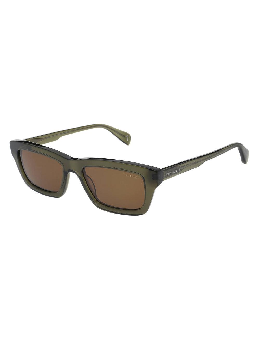 Lunette de Soleil Ted Baker ARTHUR - Chunky Rectangle Acetate Homme Kaki Vert | Paris  47312-PYRB
