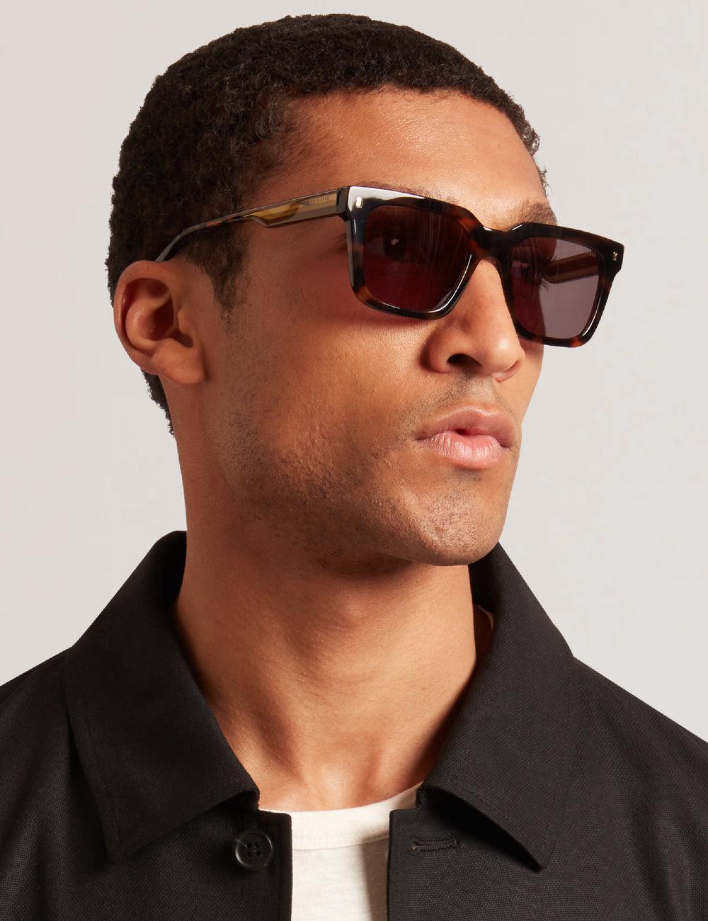 Lunette de Soleil Ted Baker CAIN - Chunky Square Two Tone Homme Marron | Paris  02964-JEHV