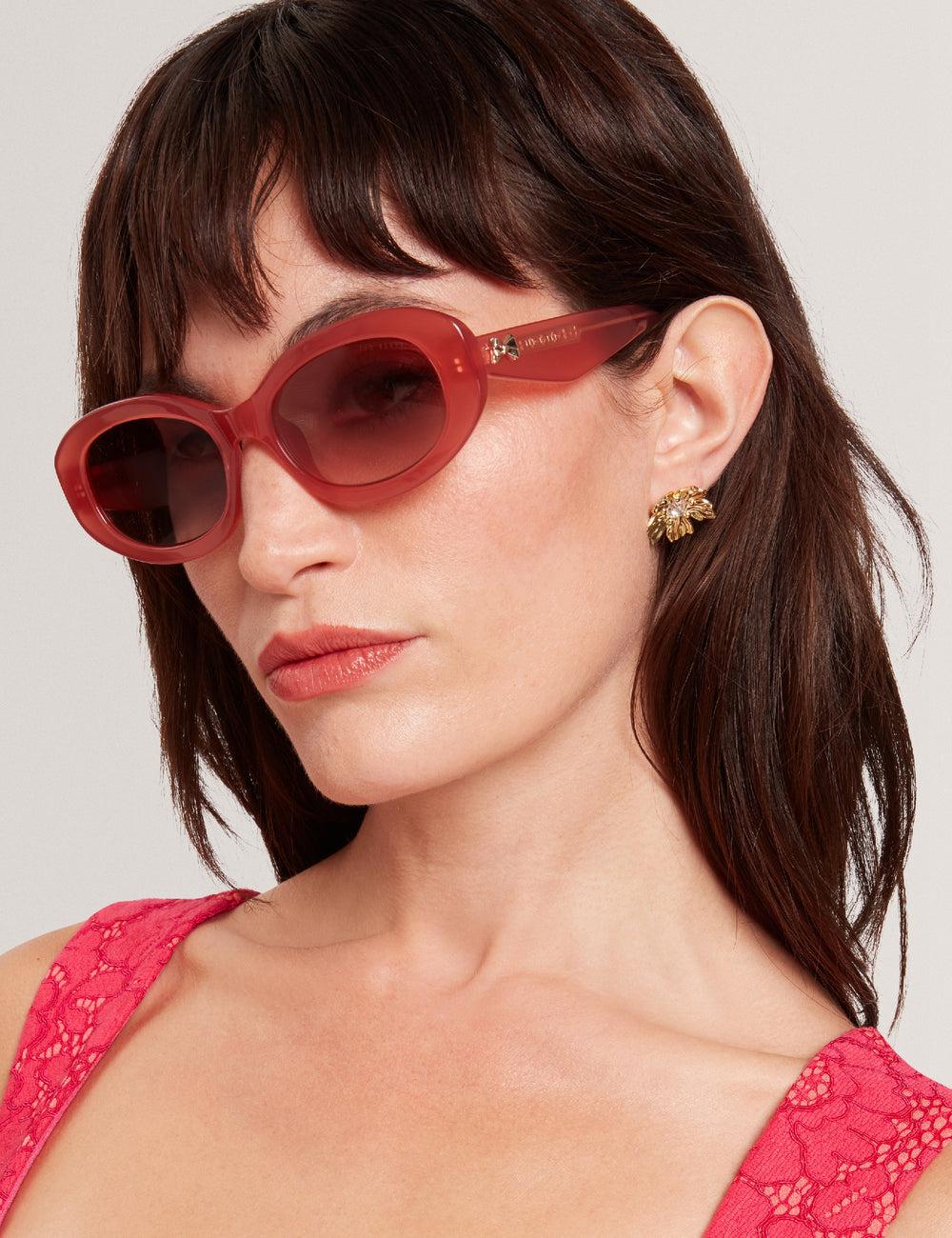 Lunette de Soleil Ted Baker DAISIE - Chunky Oval Bow Detail Femme Rose Rose | Paris  64187-XOQR