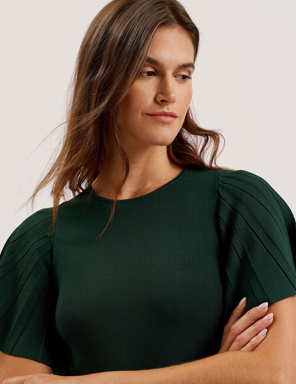 Mini Robe Ted Baker ALENHA - Knitted Angel Sleeve Femme Vert | Paris  70156-ETRD