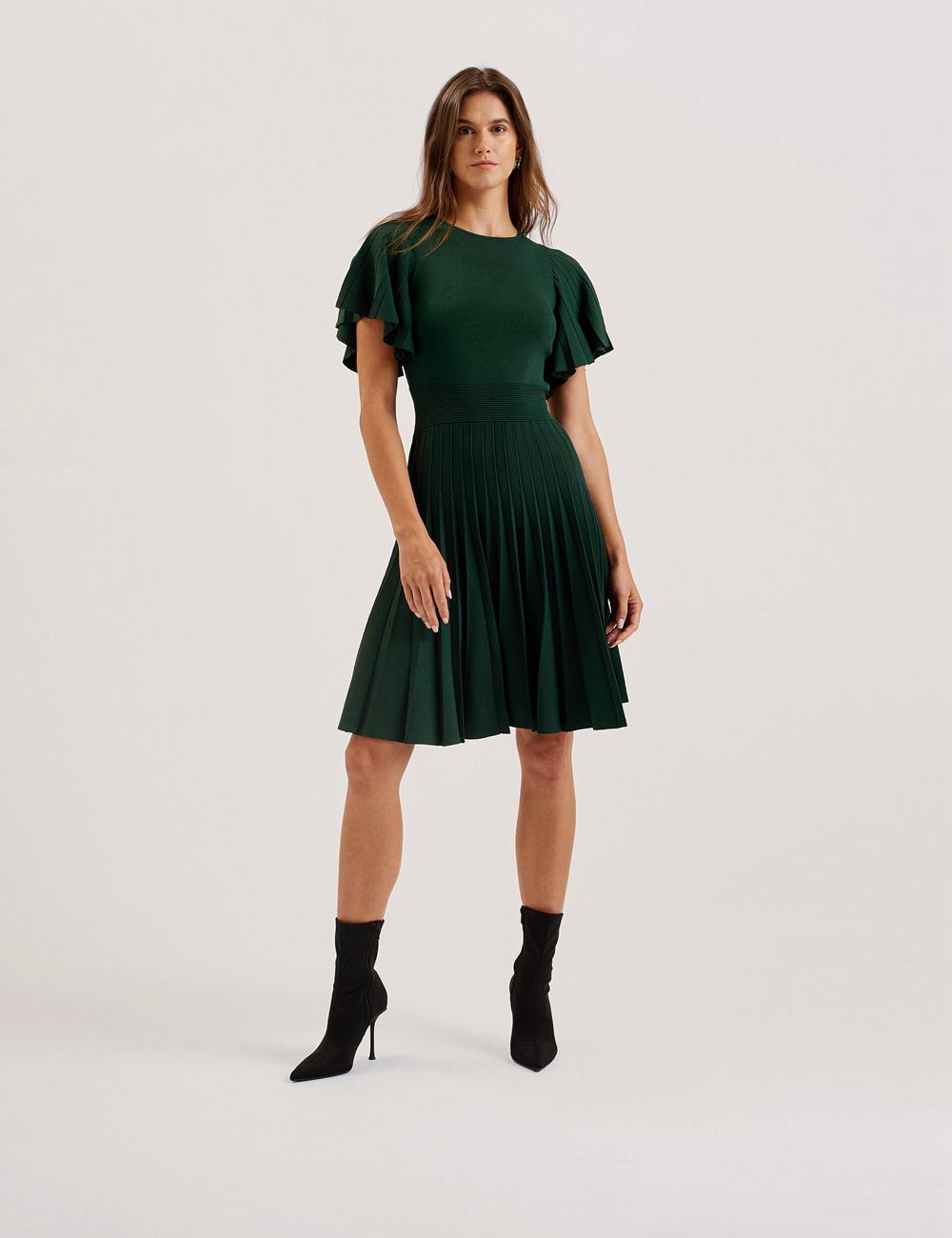 Mini Robe Ted Baker ALENHA - Knitted Angel Sleeve Femme Vert | Paris  70156-ETRD