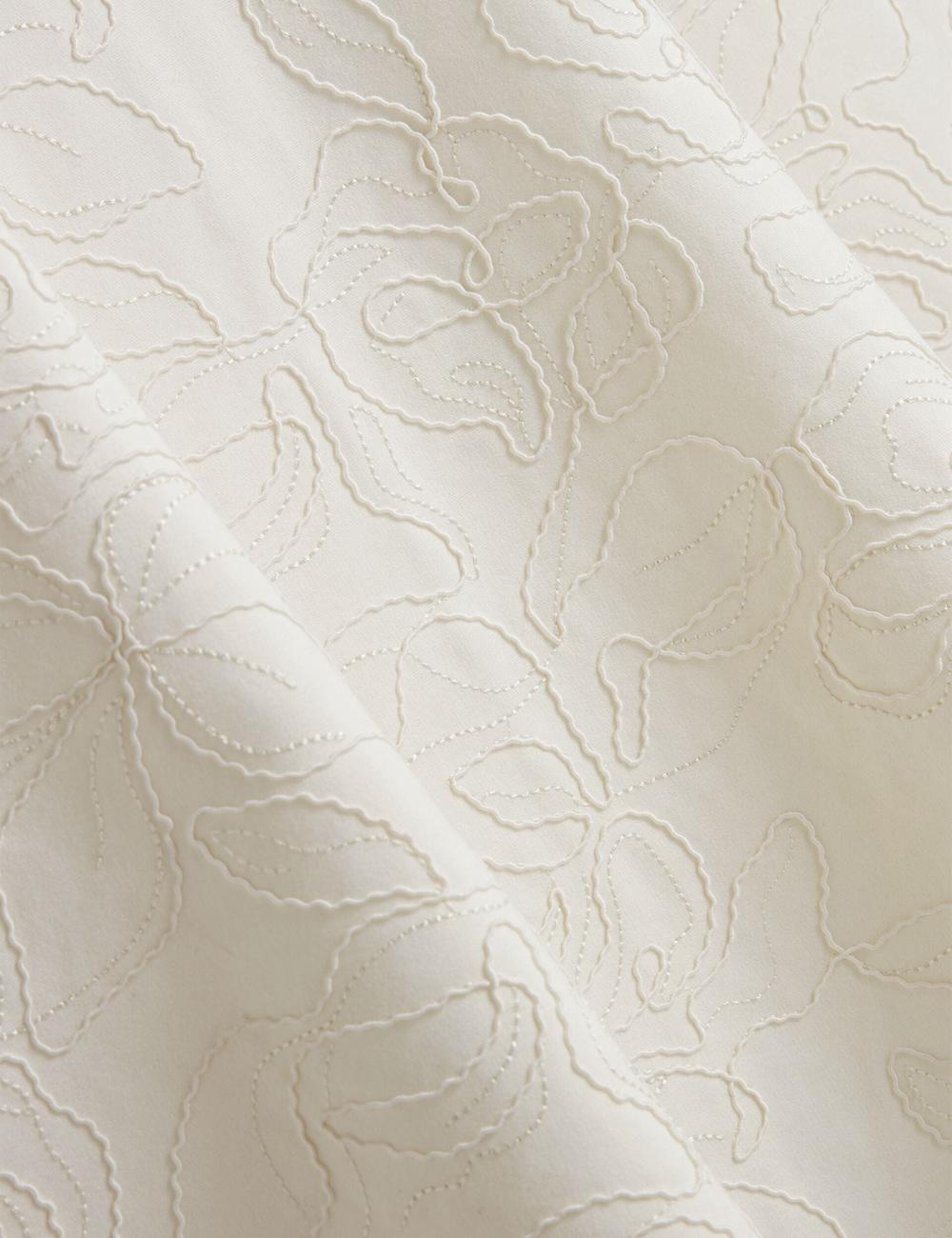 Mini Robe Ted Baker CLODAA - Embroidered Short Sleeve Skater Femme Ivory | Paris  04281-SAPL