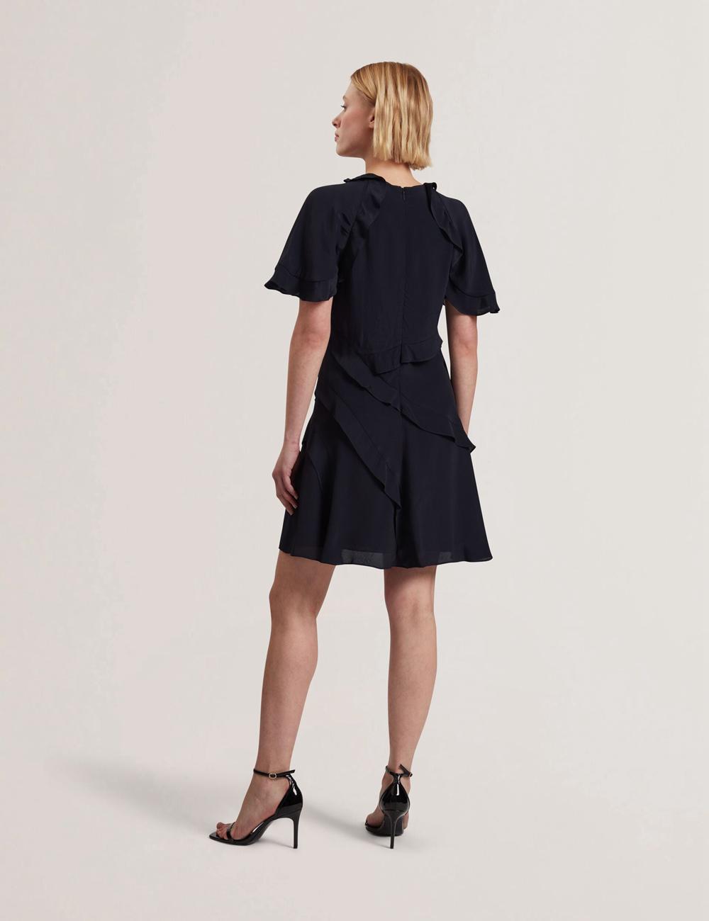 Mini Robe Ted Baker JOJII - Frill Trim Angel Sleeve Femme Bleu Marine | Paris  93801-KNEJ