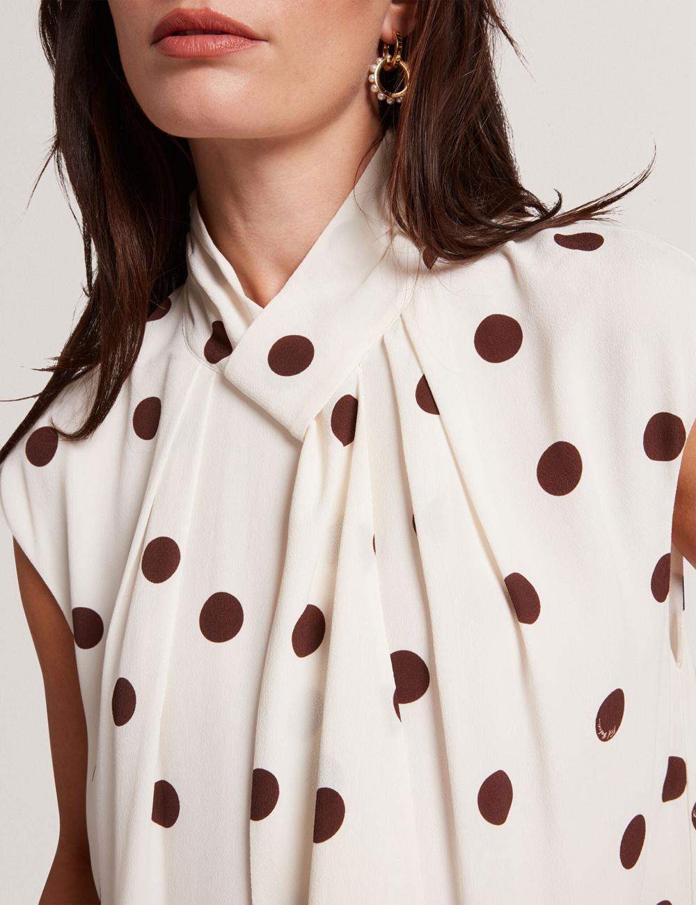 Mini Robe Ted Baker JUTUVA - Polka Dot Neck Shift Femme Ivory | Paris  89752-VKWO