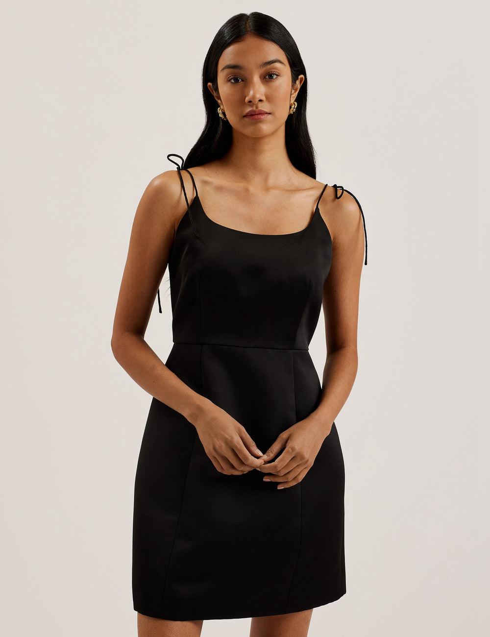 Mini Robe Ted Baker KAVALA - Strap Square Neck Femme Noir | Paris  68091-SYQH