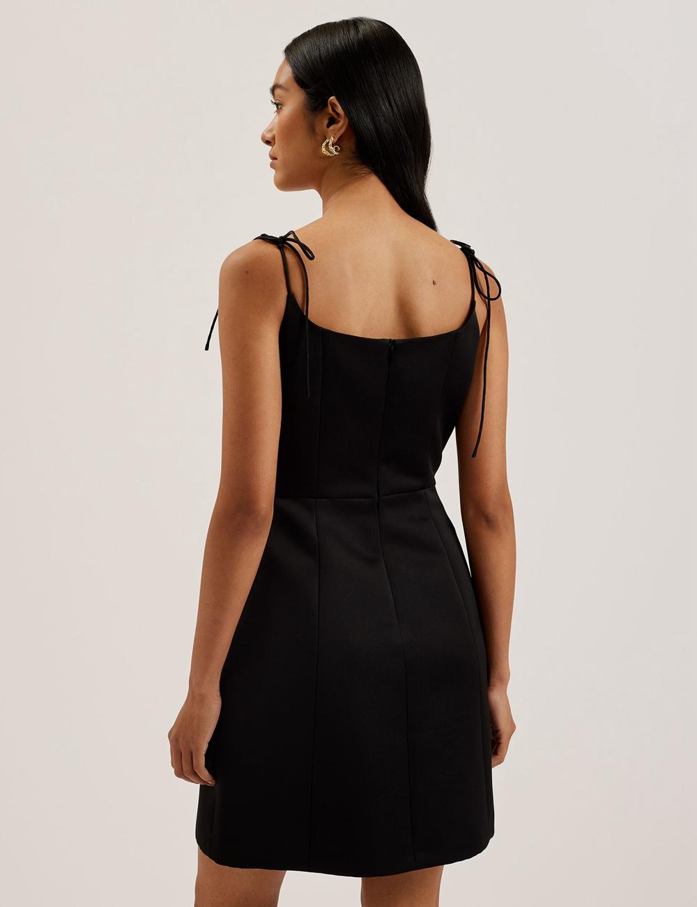 Mini Robe Ted Baker KAVALA - Strap Square Neck Femme Noir | Paris  68091-SYQH