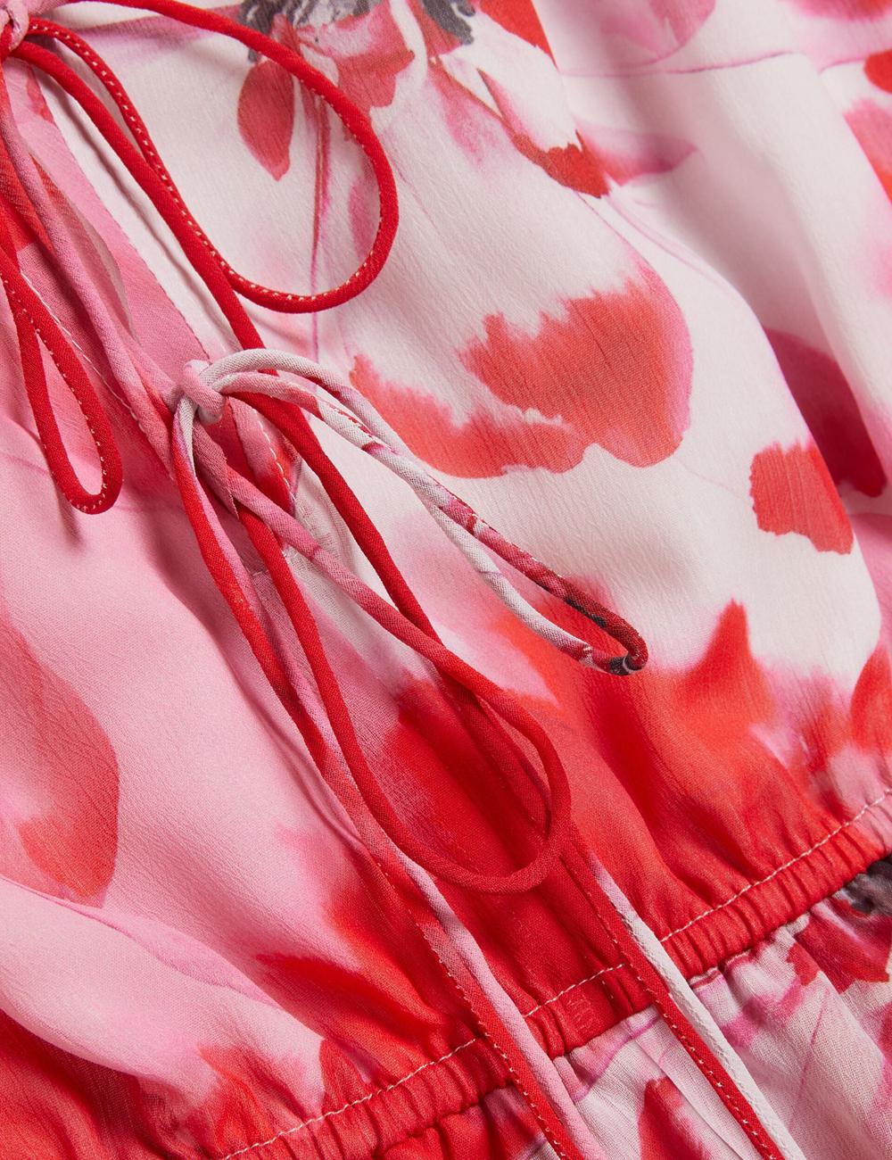 Mini Robe Ted Baker LEYNA - Floral Chiffon Front Femme Rouge | Paris  24698-BHUY