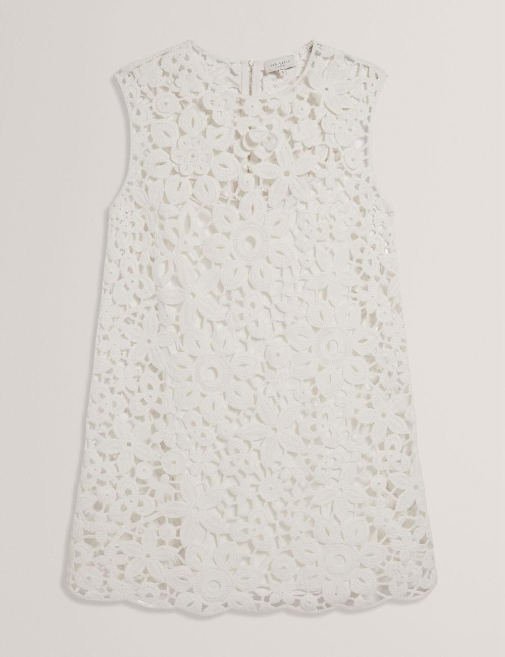 Mini Robe Ted Baker MIIKKA - Crochet Sleeveless Shift Femme Blanche | Paris  21385-JQVK