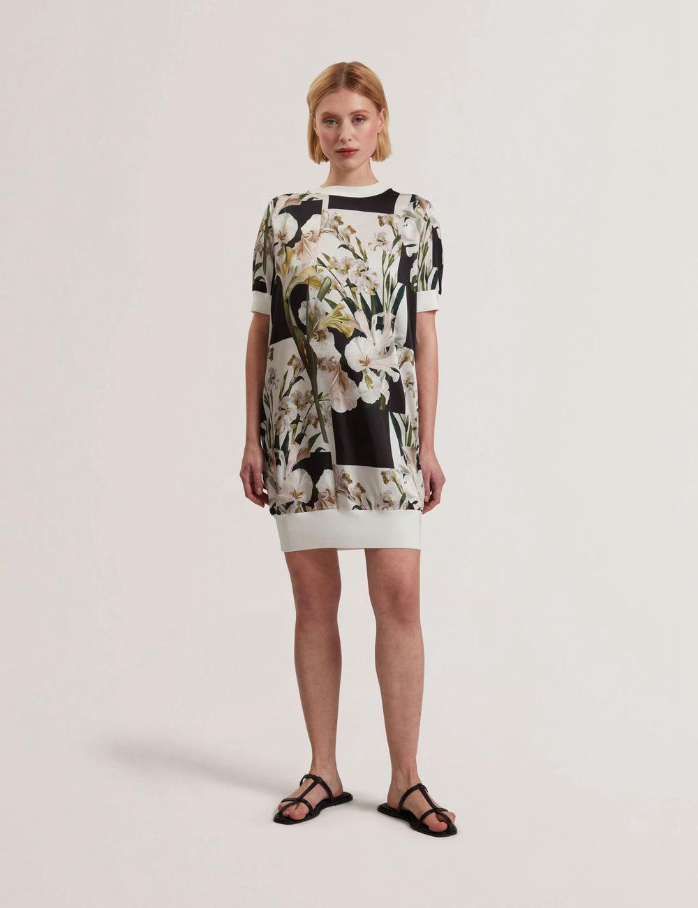Mini Robe Ted Baker RONEEA - Printed Front Knitted Femme Ivory | Paris  61572-OPHK