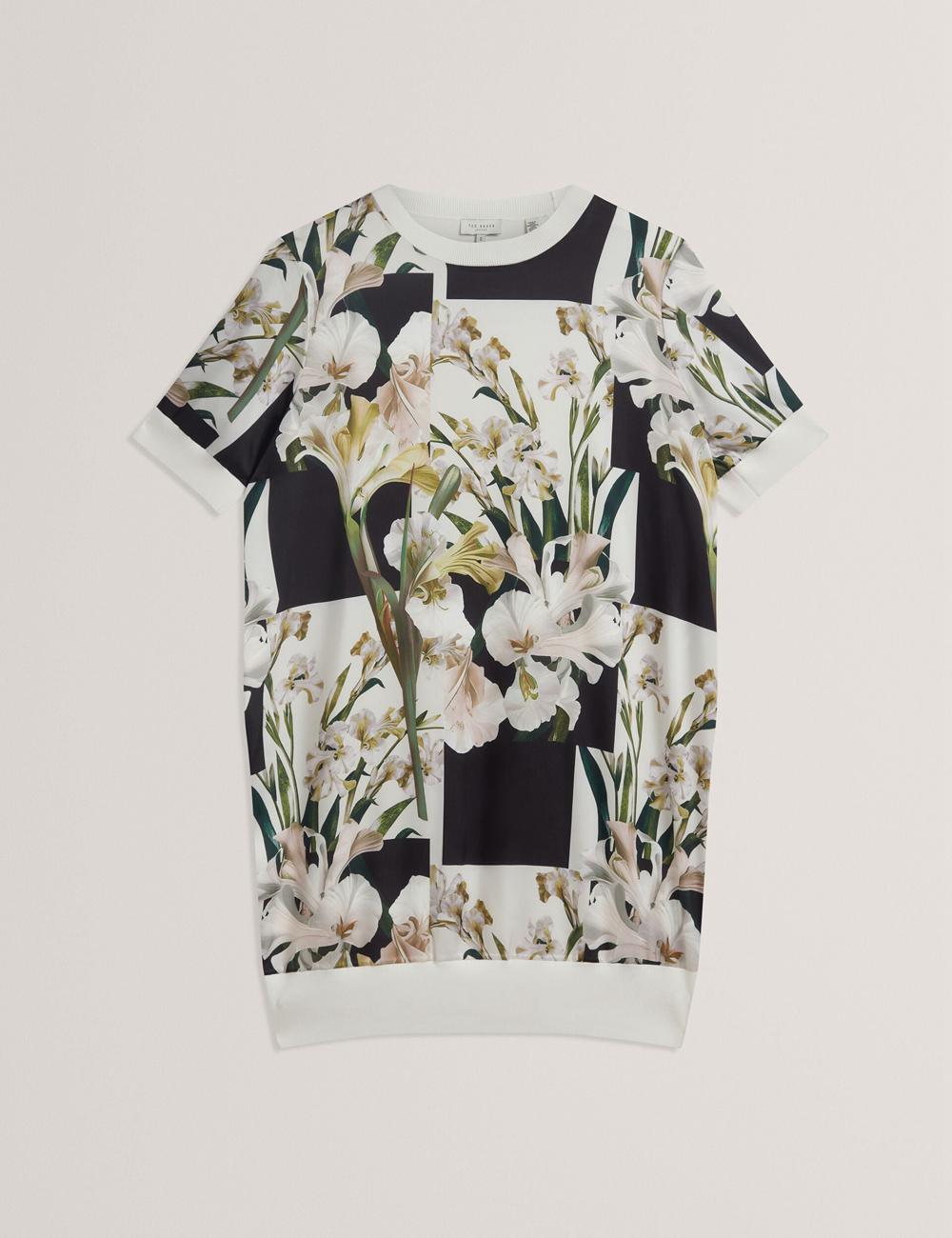Mini Robe Ted Baker RONEEA - Printed Front Knitted Femme Ivory | Paris  61572-OPHK