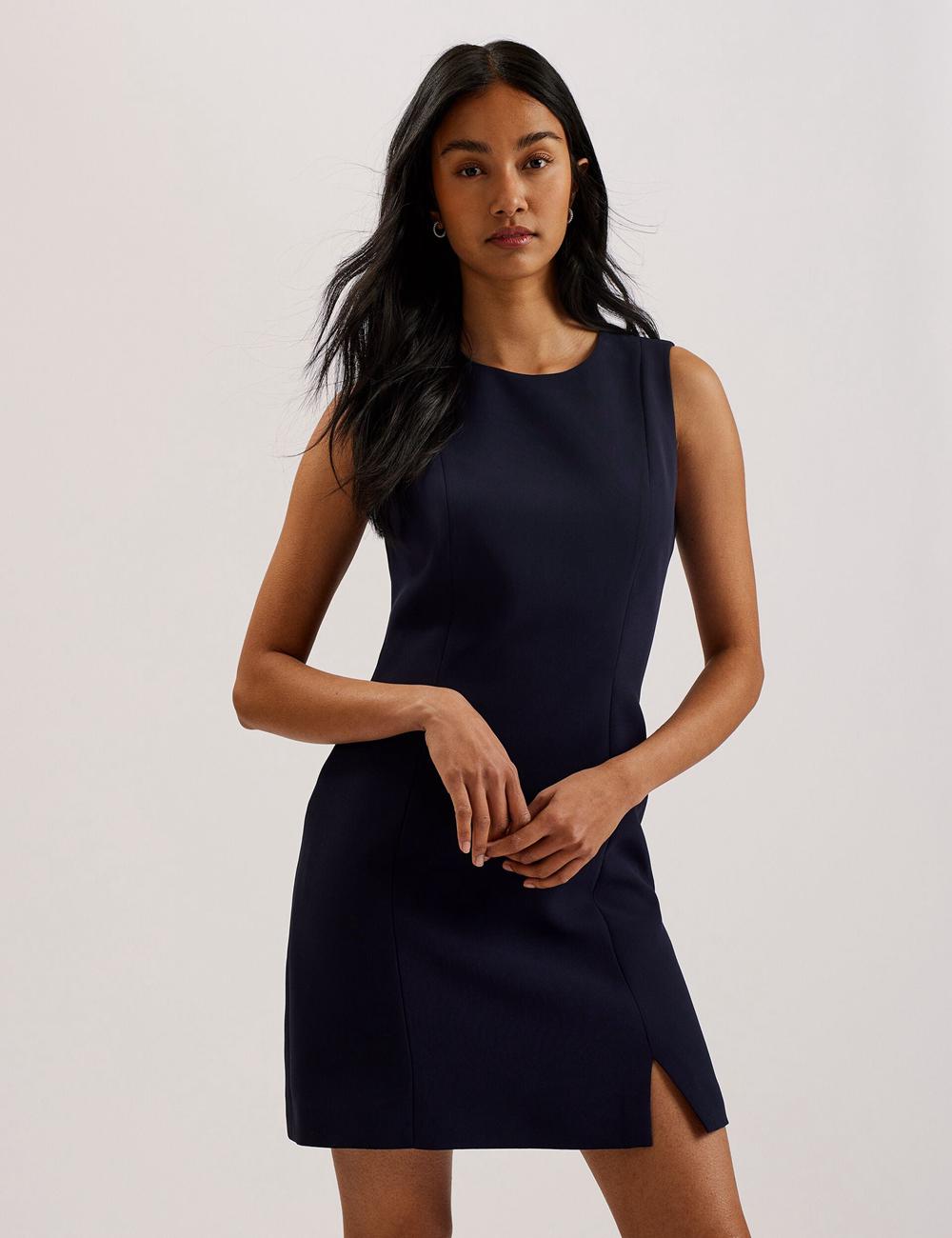 Mini Robe Ted Baker SORRAL - Sleeveless Tailored With Side Split Femme Bleu Marine | Paris  34851-BDXO