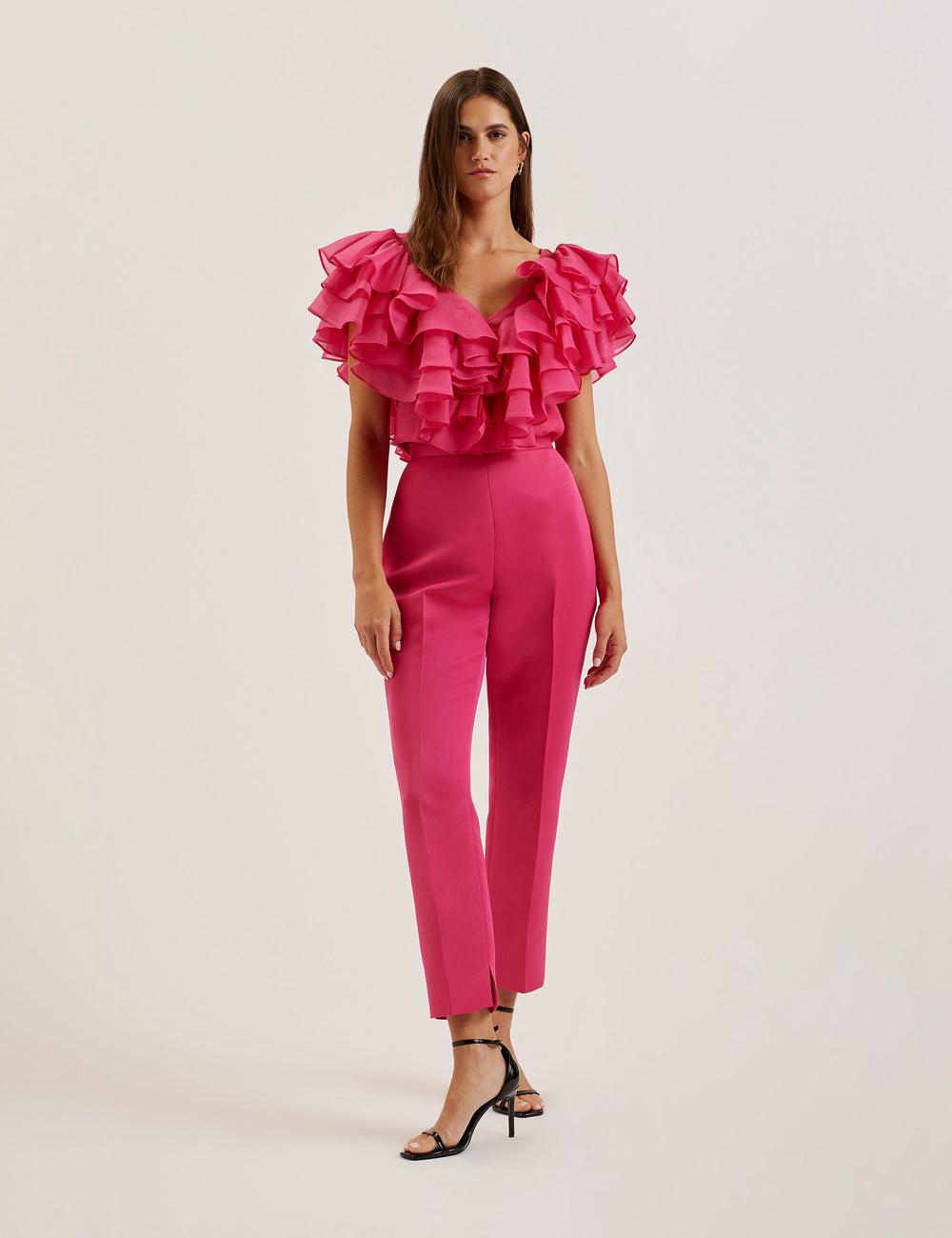 Pantalons Ted Baker AKENIT - Satin Tailored Slim Leg Femme Fushia | Paris  74906-LUYG