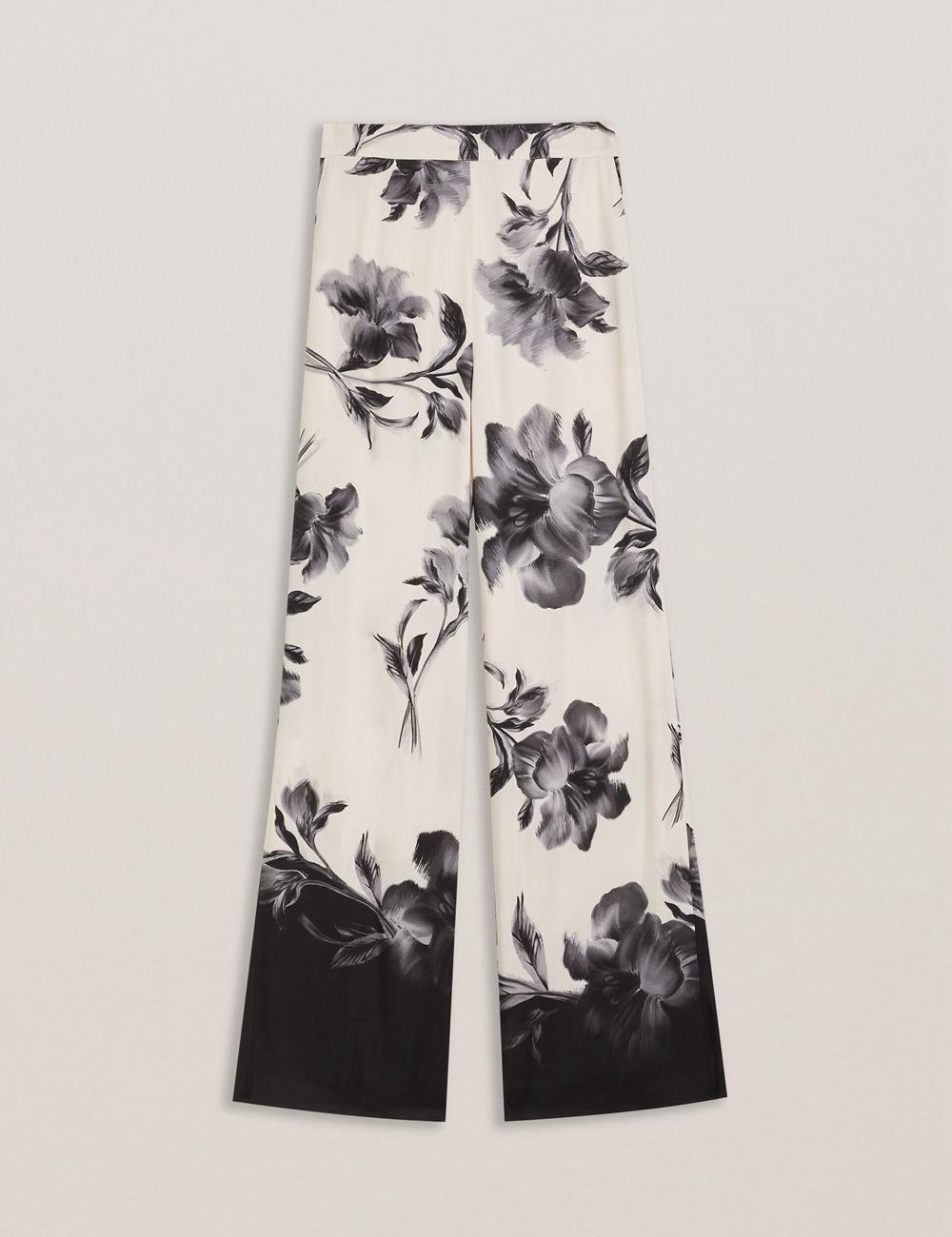 Pantalons Ted Baker AWYNA - Floral Print Pull-On Wide Leg Femme Noir | Paris  26753-YQSG