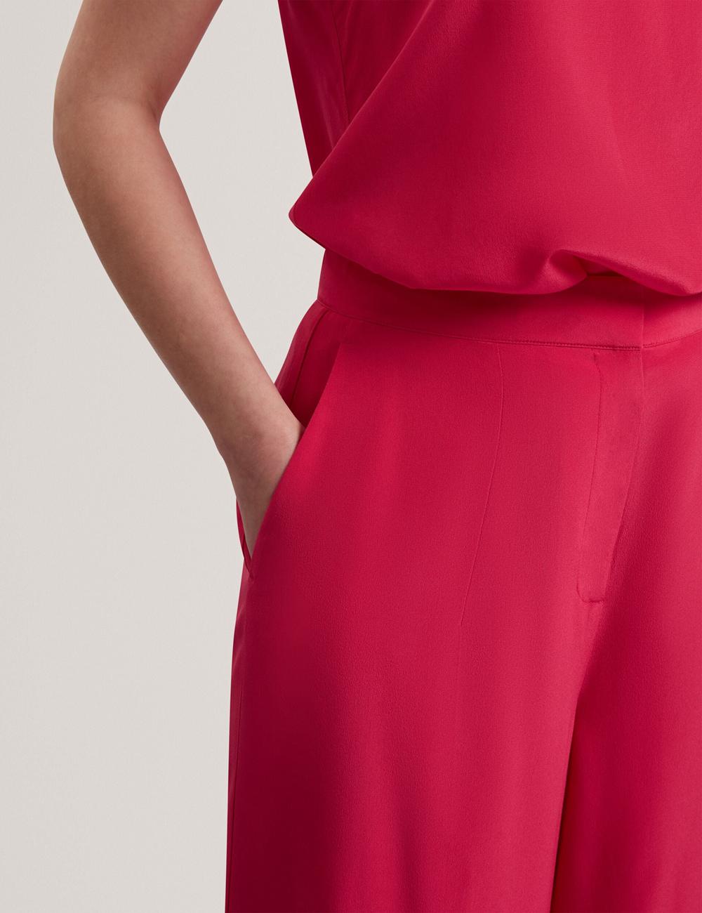 Pantalons Ted Baker CARLOET - Silk Wide Leg Tailored Femme Fushia | Paris  23961-NBHL