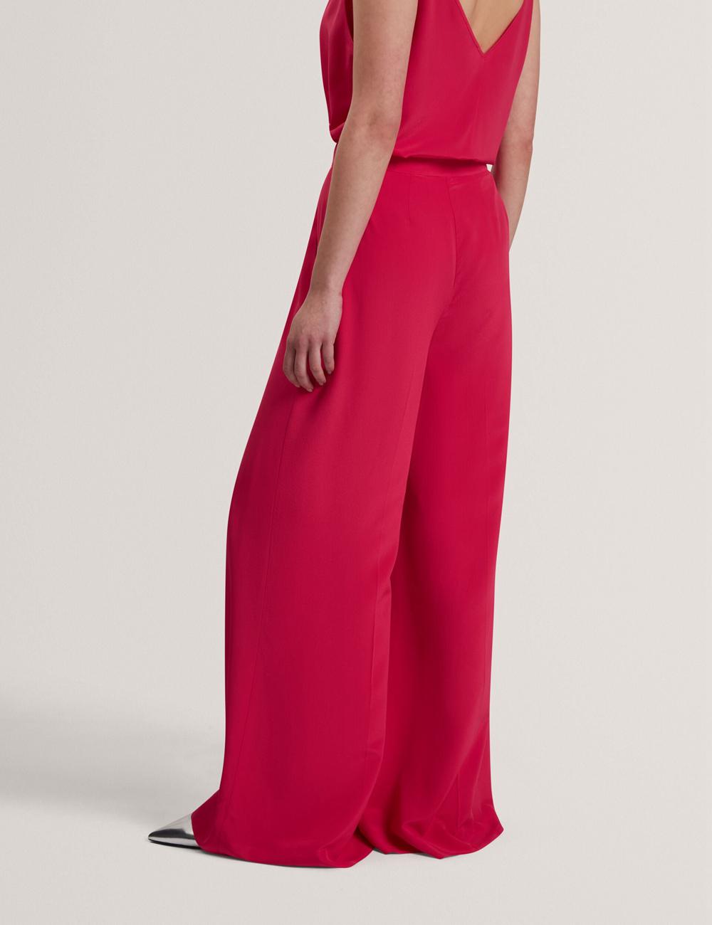 Pantalons Ted Baker CARLOET - Silk Wide Leg Tailored Femme Fushia | Paris  23961-NBHL