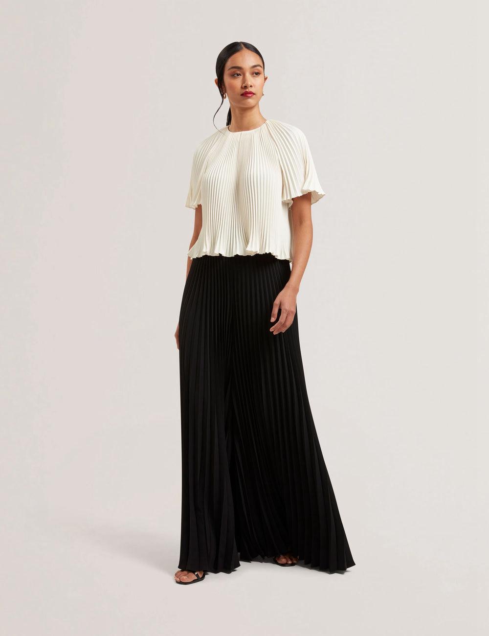 Pantalons Ted Baker HARYX - Pleated Wide Leg Palazzo Femme Noir | Paris  52981-SNEO
