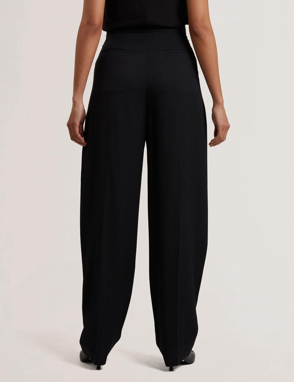 Pantalons Ted Baker KIOLLI - Wool Blend Barrel Leg Tailored Femme Noir | Paris  37924-GTDS