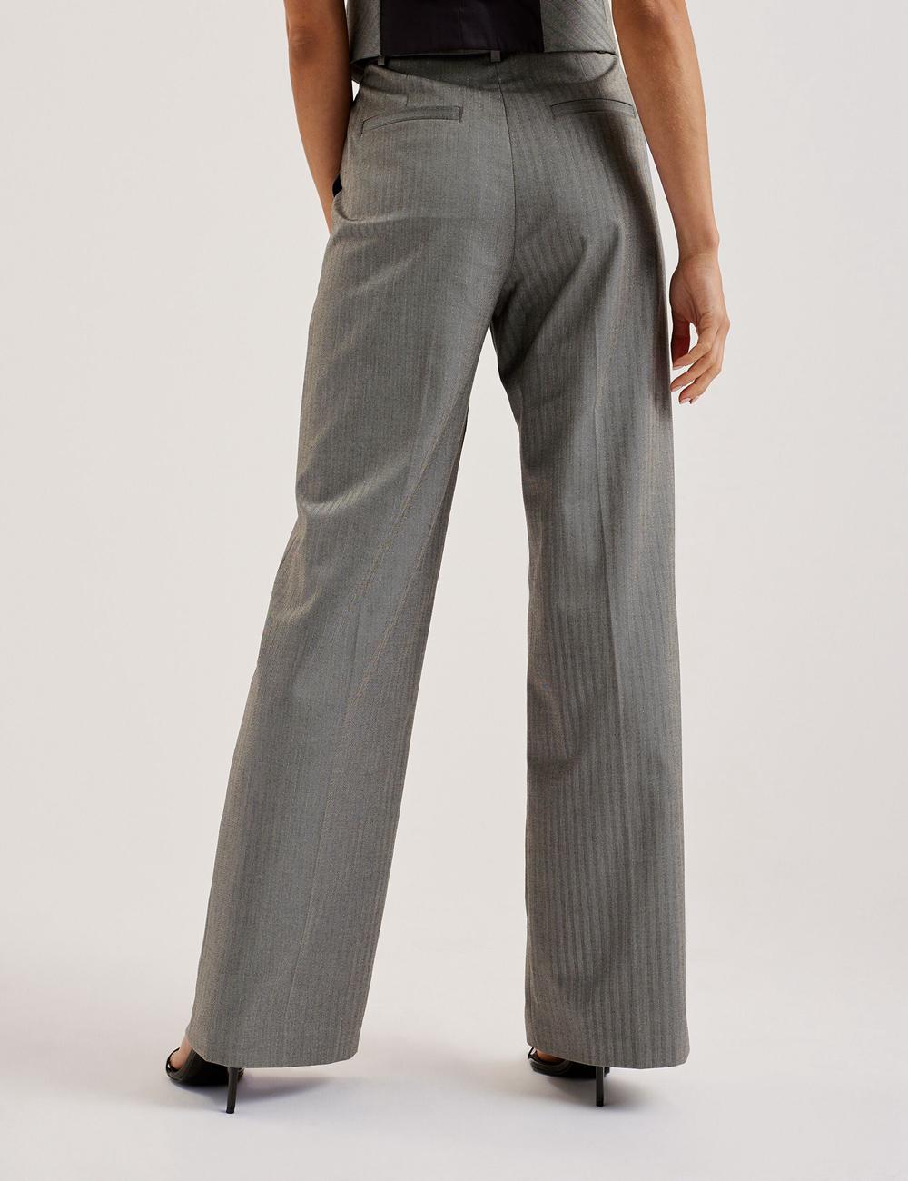 Pantalons Ted Baker KOAT - Herringbone Wide Leg Tailored Femme Grise | Paris  12769-QEOB