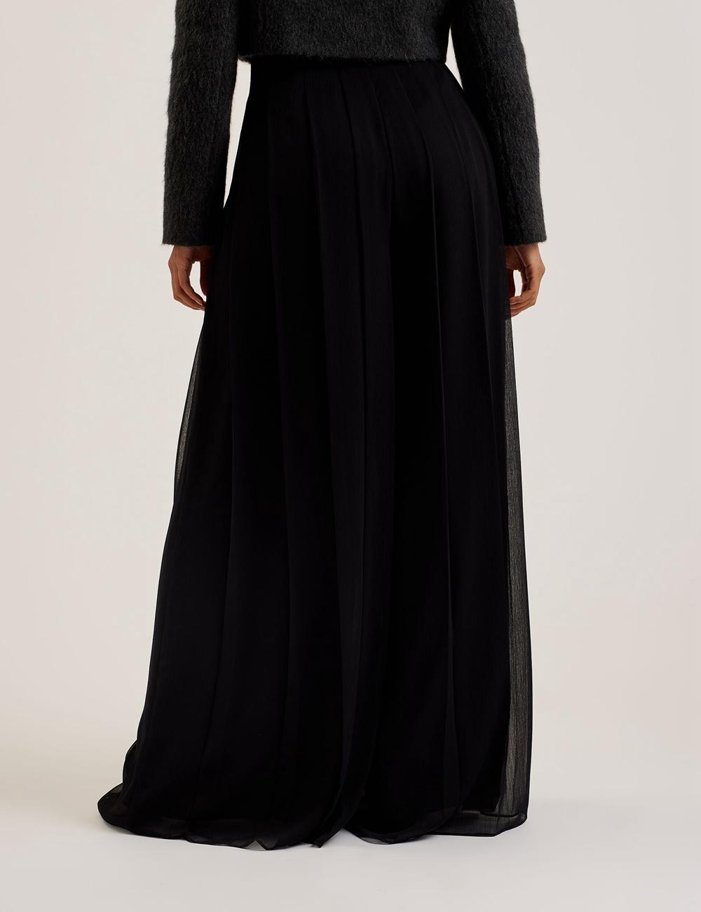 Pantalons Ted Baker KOKUTO - Chiffon Pleated Wide Leg Palazzo Femme Noir | Paris  06215-HLJK