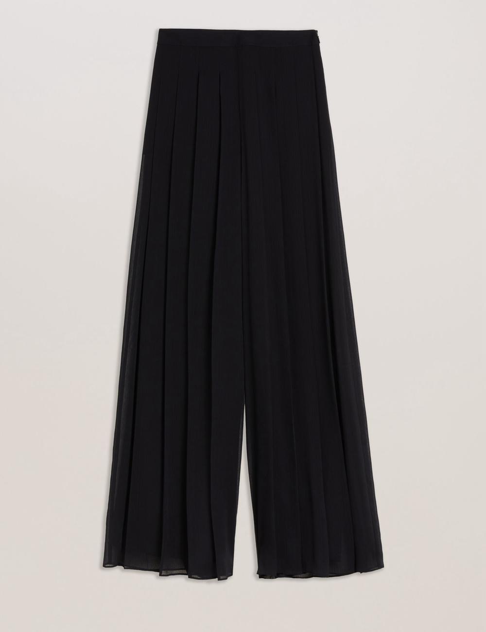 Pantalons Ted Baker KOKUTO - Chiffon Pleated Wide Leg Palazzo Femme Noir | Paris  06215-HLJK