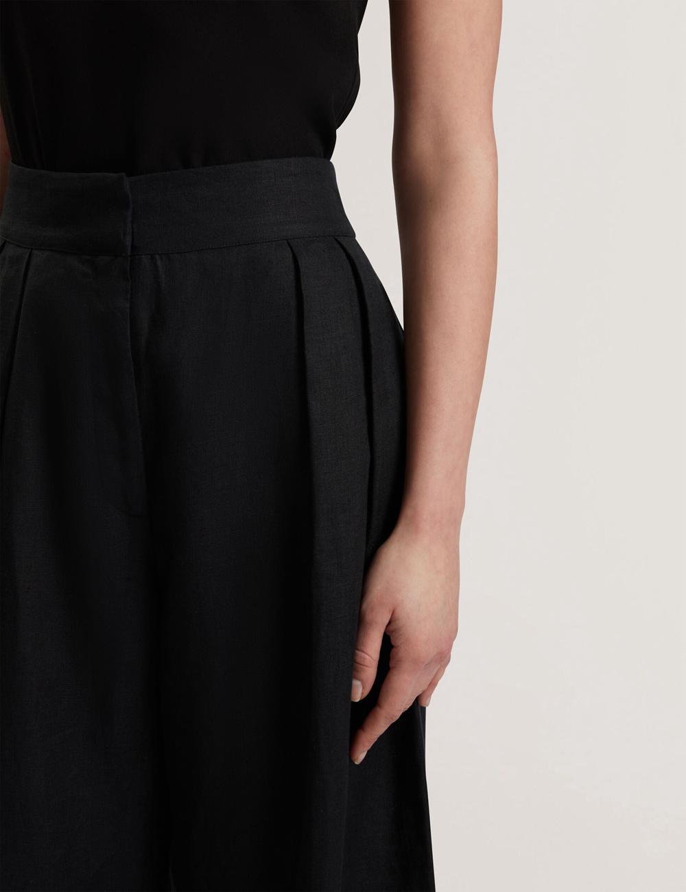 Pantalons Ted Baker KYFAAT - Pure Linen Tailored Wide Leg Femme Noir | Paris  87135-SADU