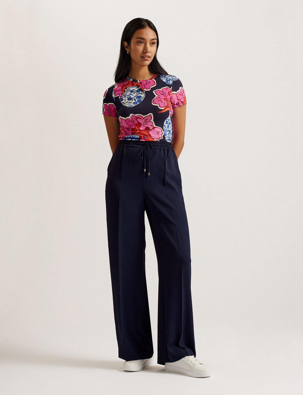 Pantalons Ted Baker LILIAAH - Wide Leg Tailored Femme Bleu Marine | Paris  90638-OTDW