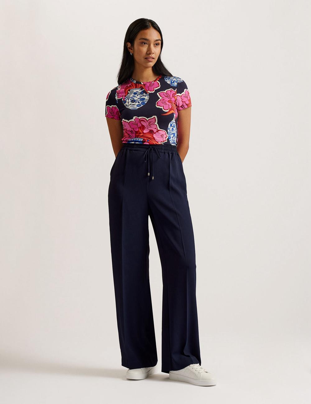 Pantalons Ted Baker LILIAAH - Wide Leg Tailored Femme Bleu Marine | Paris  90638-OTDW