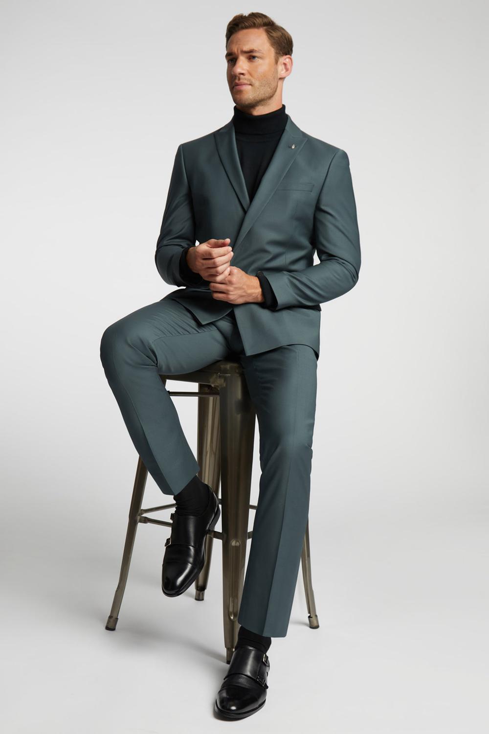 Pantalons Ted Baker LUNANTS - Wool Blend Slim Suit Homme Vert | Paris  42109-ALTS