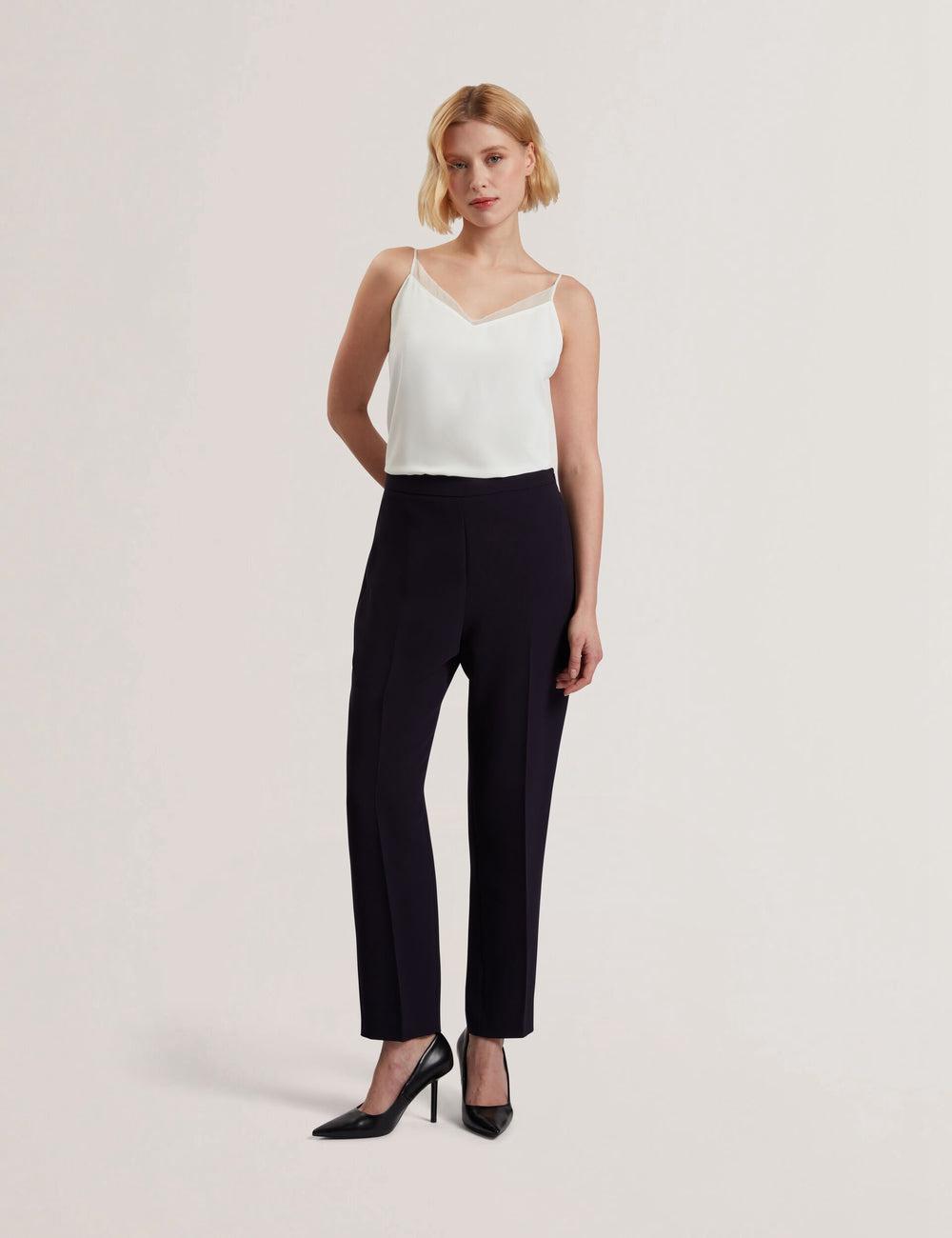 Pantalons Ted Baker MANABTL - High Waist Tapered Leg Tailored Femme Bleu Marine | Paris  83964-IOZK