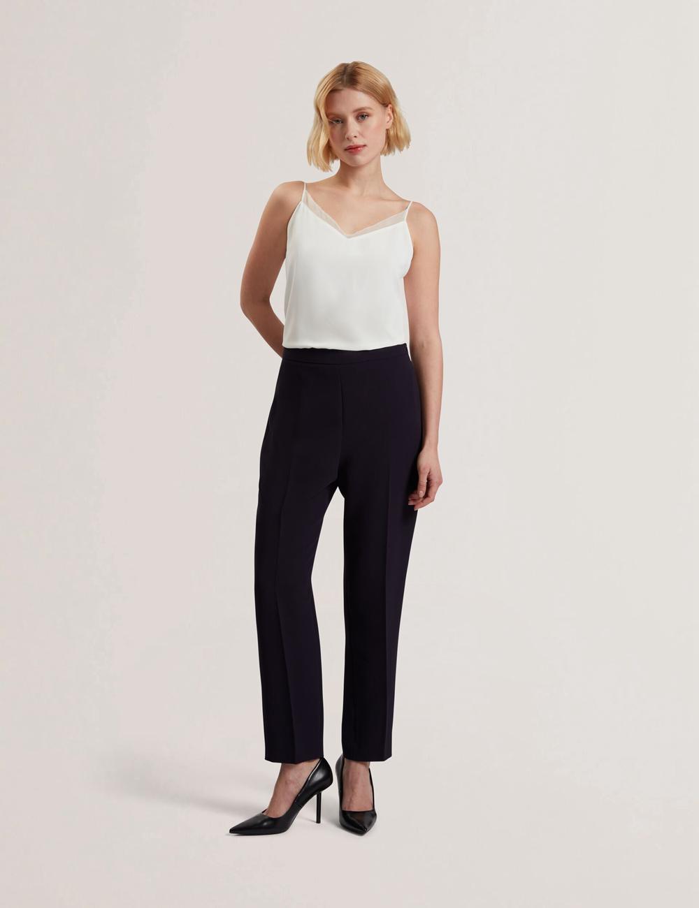Pantalons Ted Baker MANABTL - High Waist Tapered Leg Tailored Femme Bleu Marine | Paris  83964-IOZK