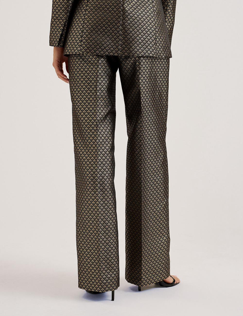 Pantalons Ted Baker MANGUT - Metallic Jacquard Wide Leg Tailored Femme Noir | Paris  98132-EGXC