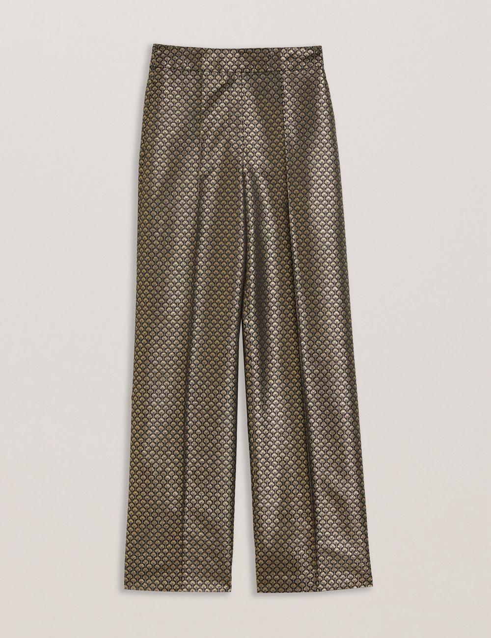 Pantalons Ted Baker MANGUT - Metallic Jacquard Wide Leg Tailored Femme Noir | Paris  98132-EGXC