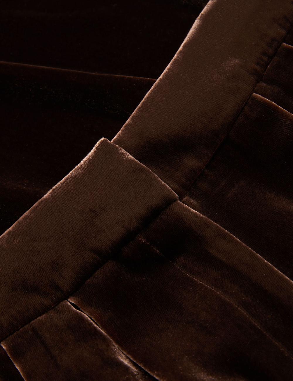Pantalons Ted Baker MOMIJIT - Velvet Pleated Wide Leg Femme Marron | Paris  56304-LGBI