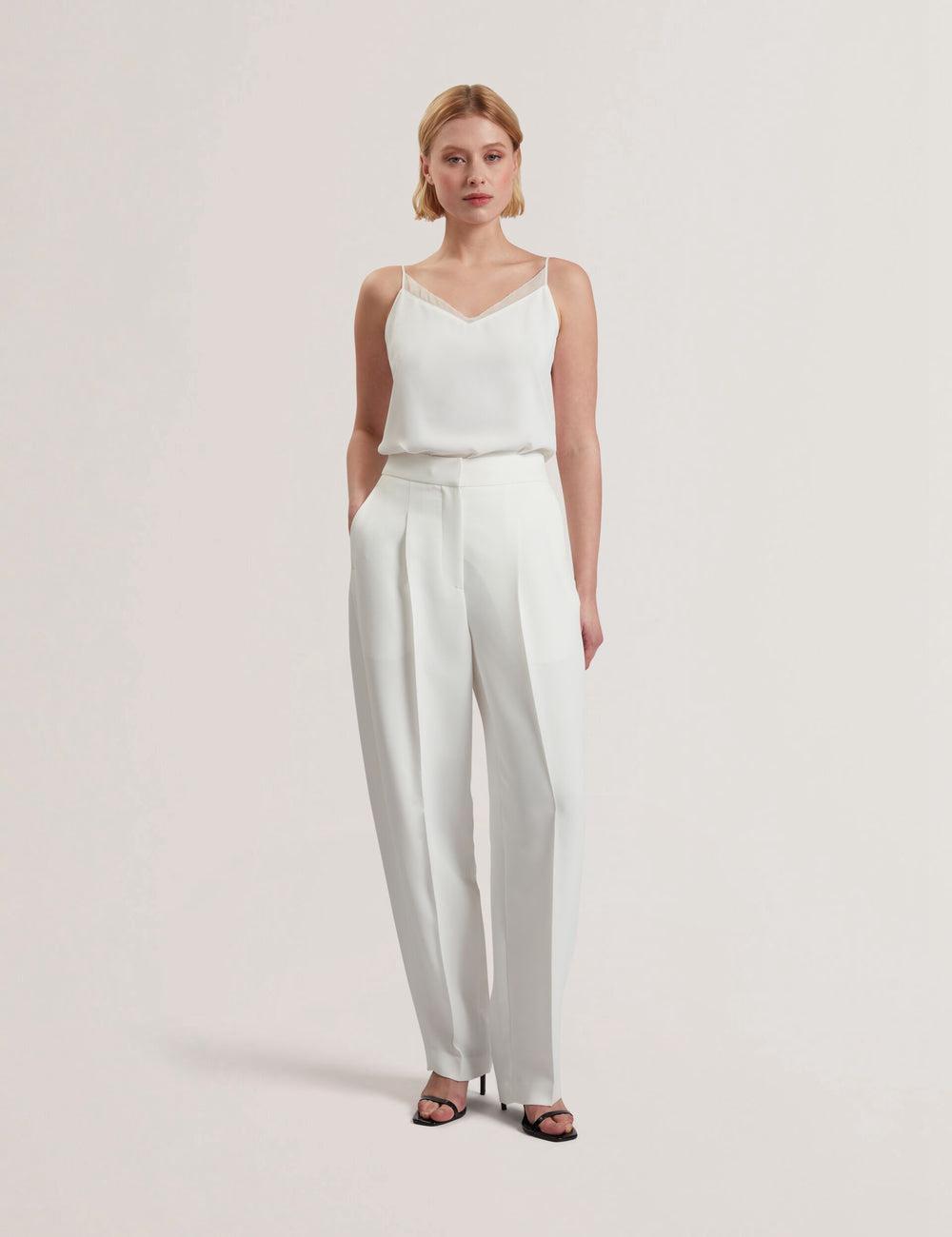 Pantalons Ted Baker MORRIAT - Barrel Leg Woven Tailored Femme Ivory | Paris  36459-UJFZ
