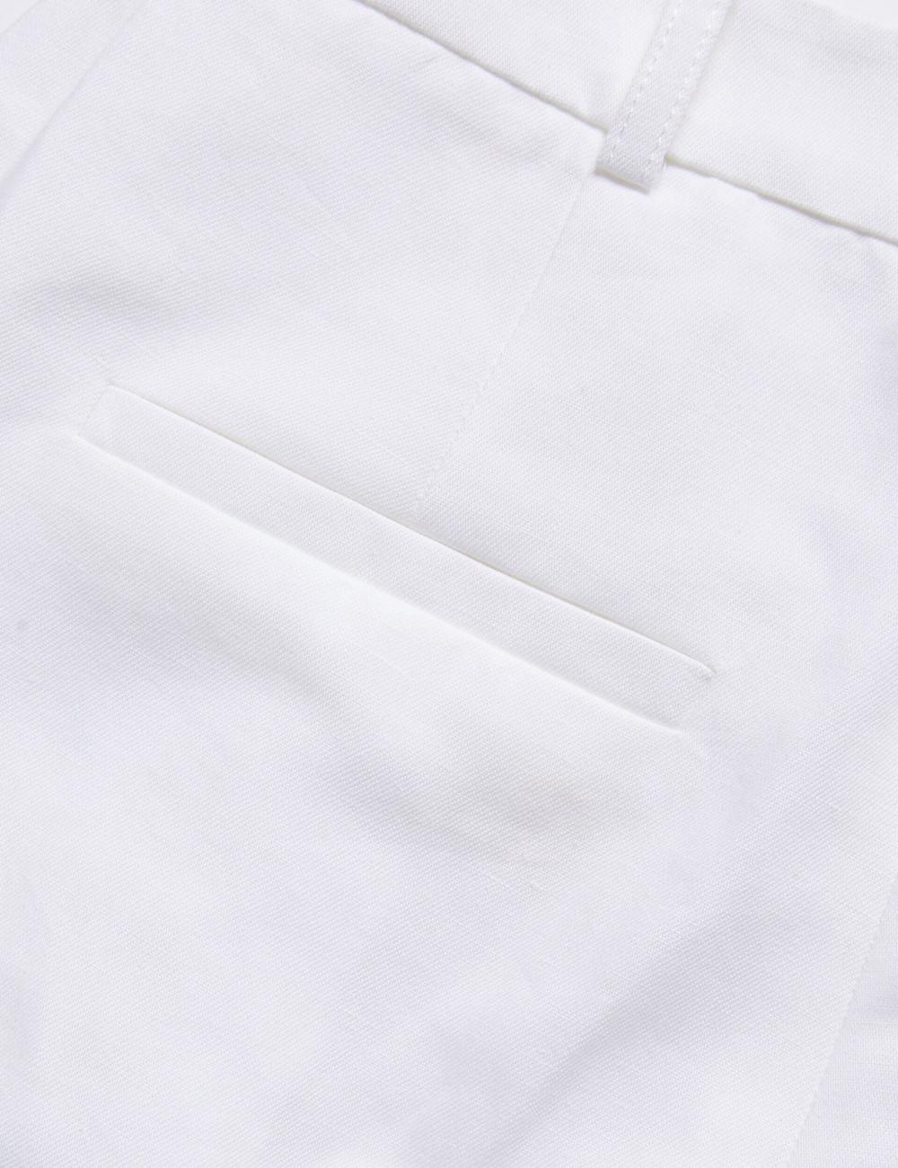 Pantalons Ted Baker MUSUBT - Linen Cotton High Waisted Tailored Femme Blanche | Paris  94280-HTMS