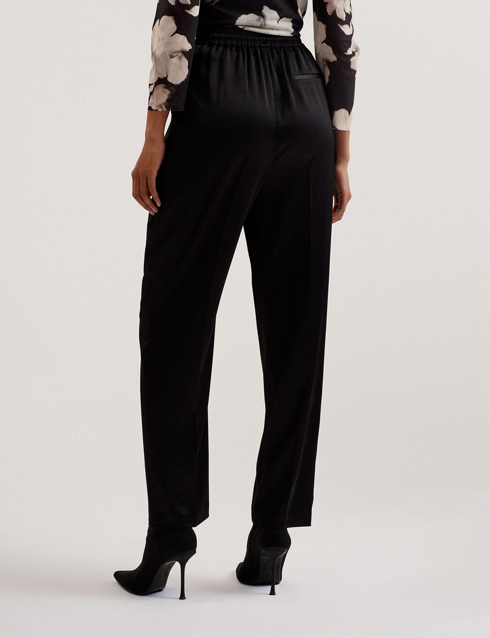 Pantalons Ted Baker NATORI - Satin Elasticated Waist Tapered Femme Noir | Paris  12395-NZPA