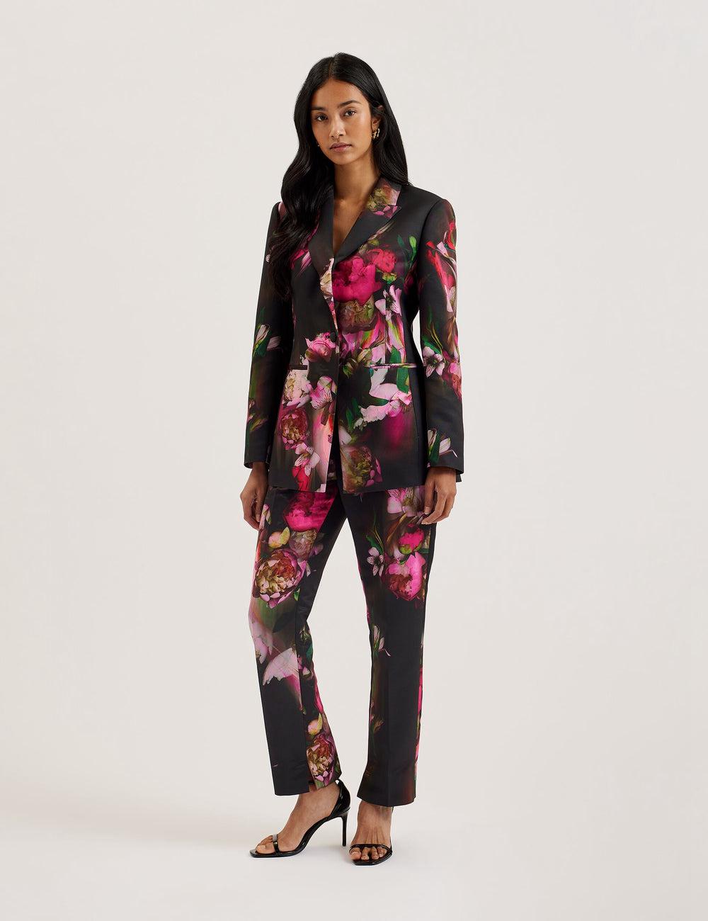 Pantalons Ted Baker OKUNIT - Tapered Leg Floral Print Tailored Femme Noir | Paris  12769-TUQS