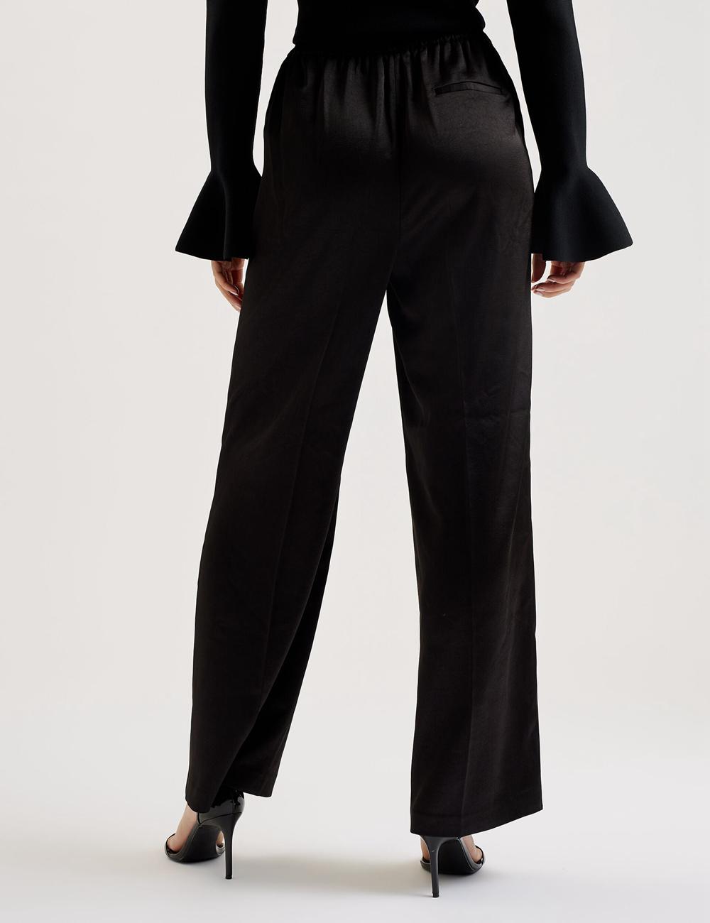 Pantalons Ted Baker UMAIBO - Satin Wide Leg Drawstring Joggers Femme Noir | Paris  72539-SDZG