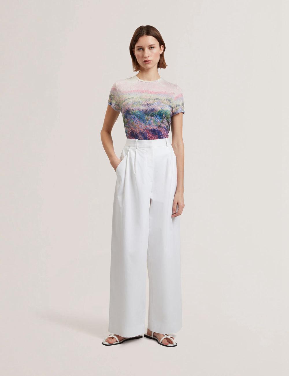 Pantalons Ted Baker ZOZIA - Pleated High Waist Wide Leg Femme Blanche | Paris  19758-JACG