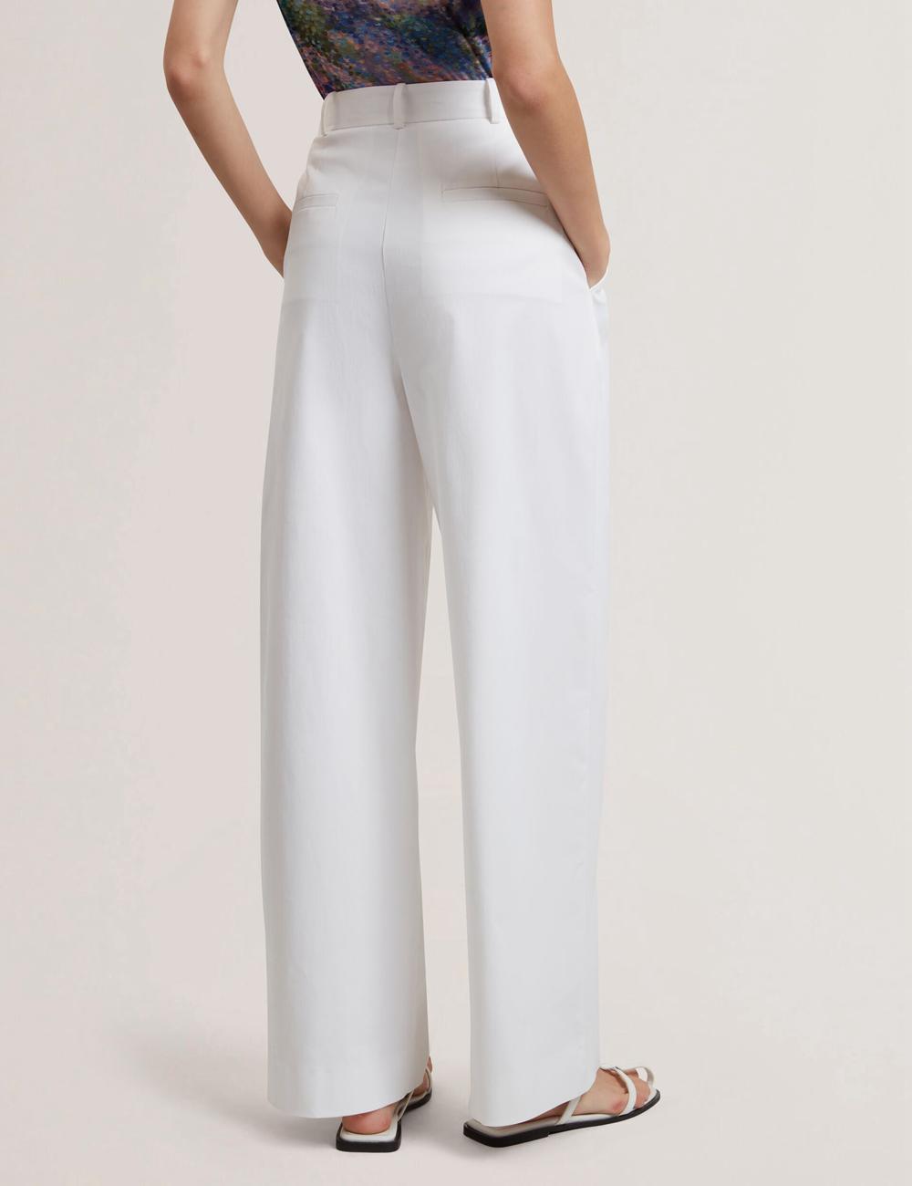Pantalons Ted Baker ZOZIA - Pleated High Waist Wide Leg Femme Blanche | Paris  19758-JACG