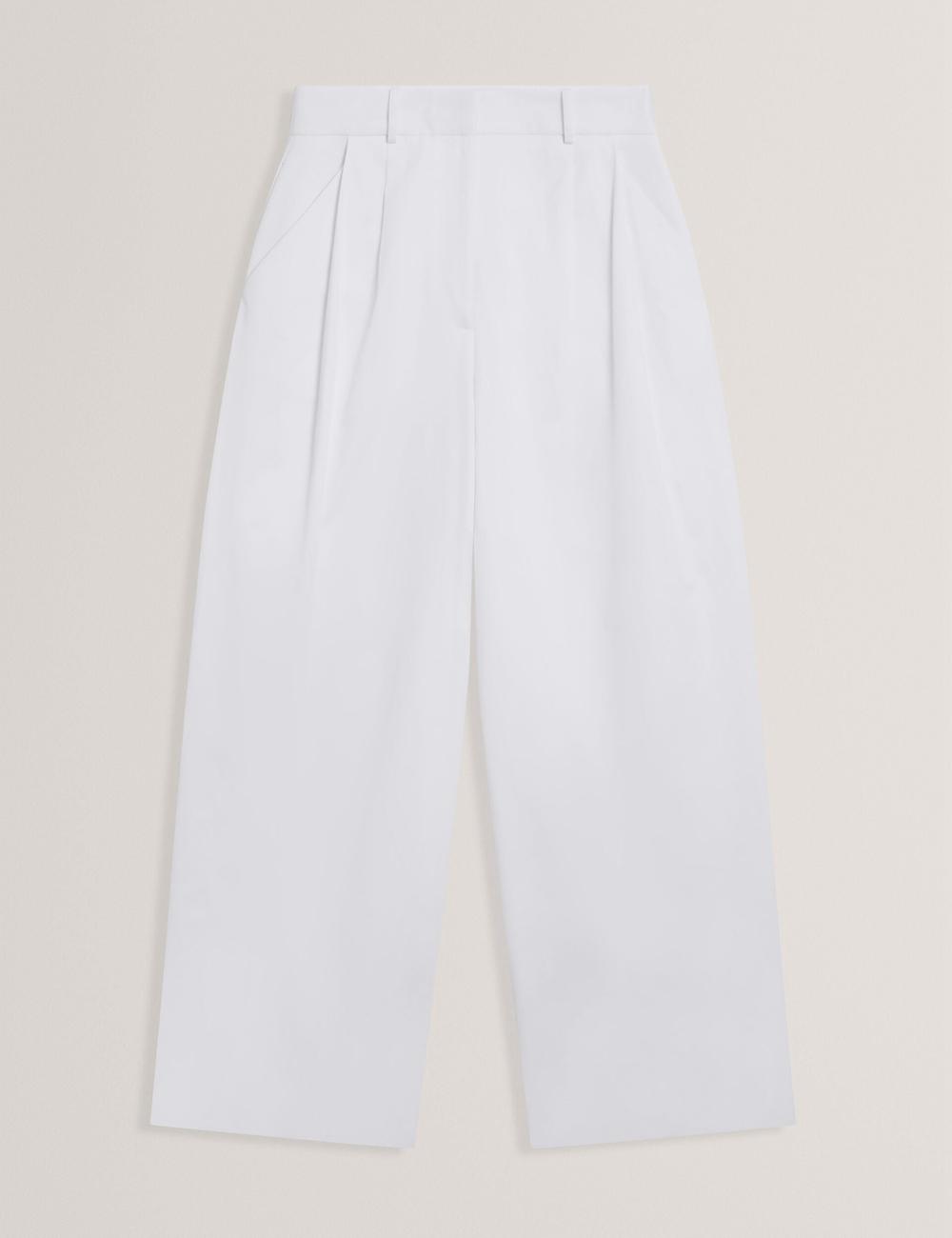 Pantalons Ted Baker ZOZIA - Pleated High Waist Wide Leg Femme Blanche | Paris  19758-JACG
