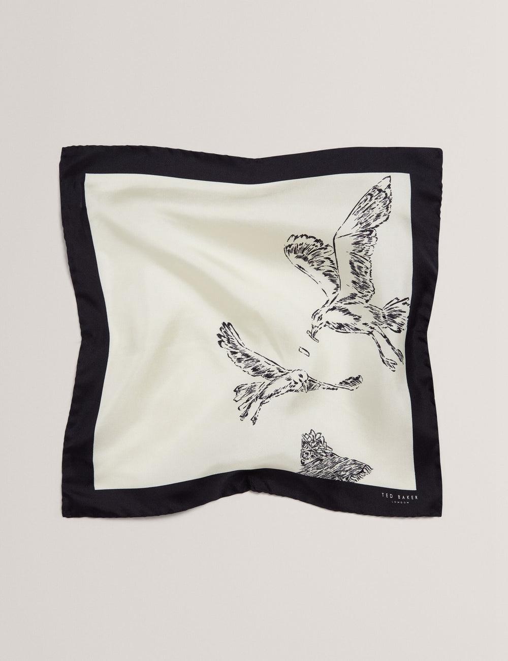 Pochettes De Costume Ted Baker BENHALP - Seagull Graphic Silk Pocket Homme Ecru | Paris  70395-JENB
