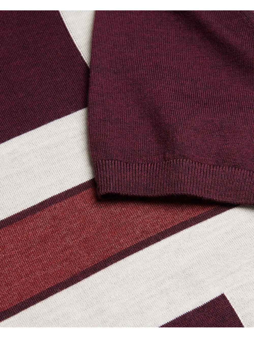 Polos Ted Baker AMBLER - Colour Block Zip Neck Wool Homme Bordeaux | Paris  73864-FHJI