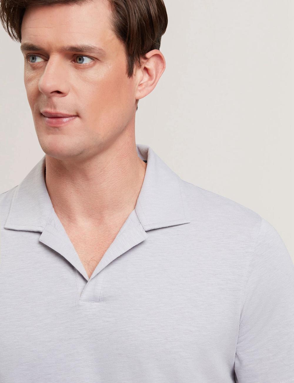 Polos Ted Baker ANITO - Cotton Linen Open Neck Homme Violette | Paris  23847-SUTX