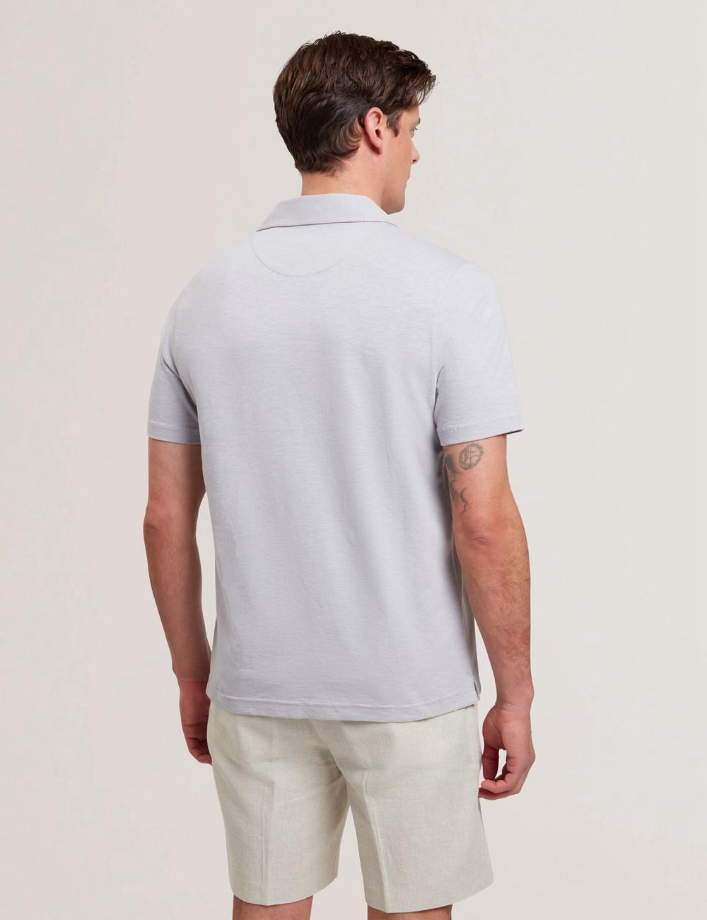 Polos Ted Baker ANITO - Cotton Linen Open Neck Homme Violette | Paris  23847-SUTX