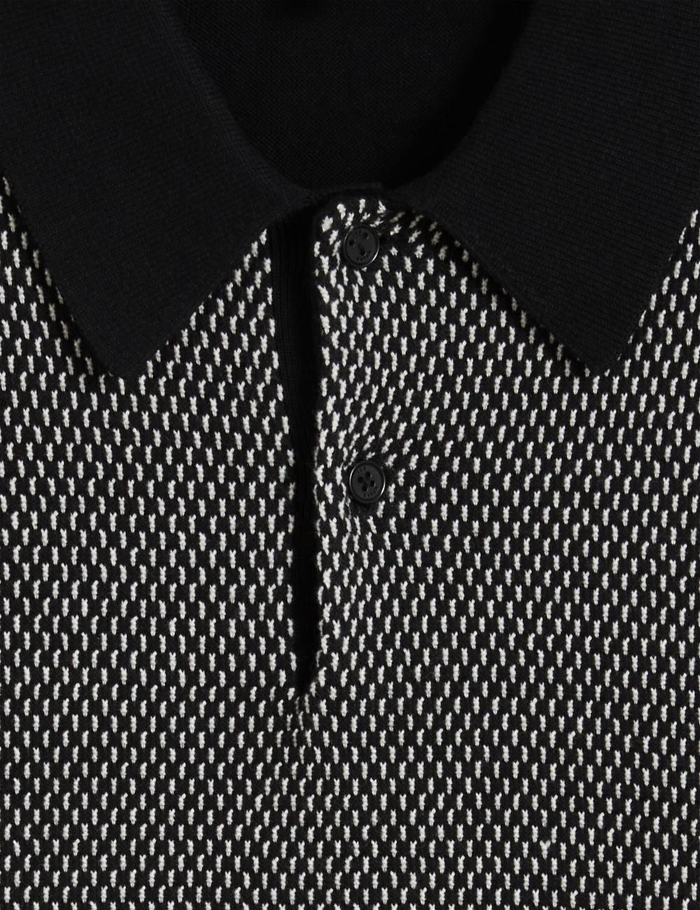 Polos Ted Baker ARDO - Textured Knit Long Sleeve Homme Noir | Paris  95743-WPOF
