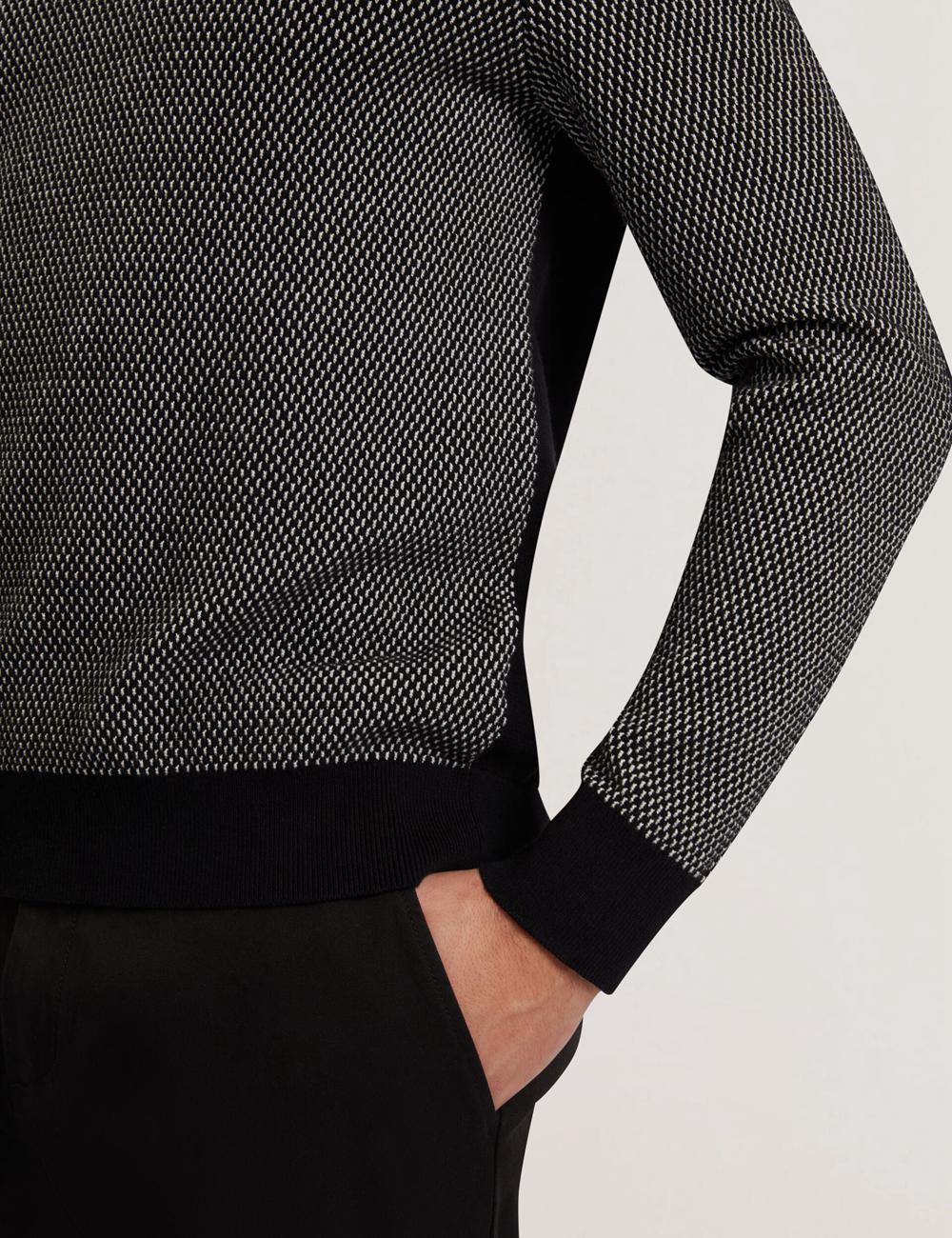 Polos Ted Baker ARDO - Textured Knit Long Sleeve Homme Noir | Paris  95743-WPOF