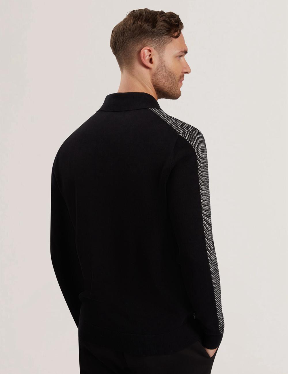 Polos Ted Baker ARDO - Textured Knit Long Sleeve Homme Noir | Paris  95743-WPOF